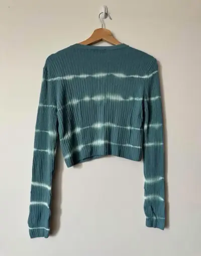 Cardigan de punto azul con diseño tie-dye - miniatura 2