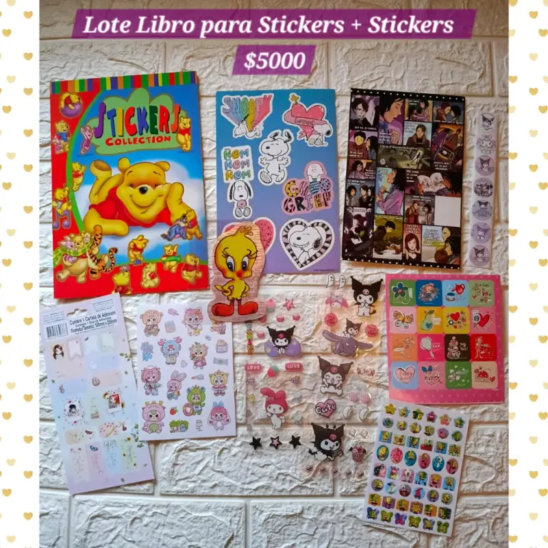 Lote de libro y stickers de personajes animados - 1