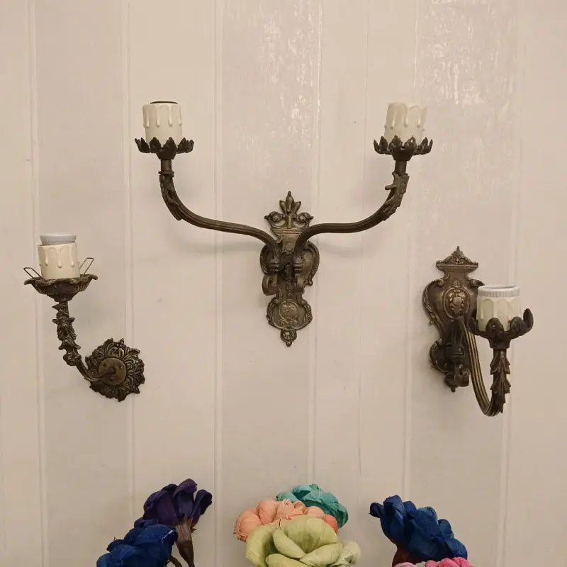 Apliques de pared vintage de bronce - 1