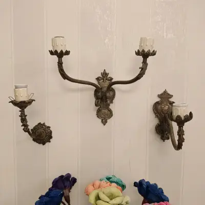 Apliques de pared vintage de bronce - miniatura 1