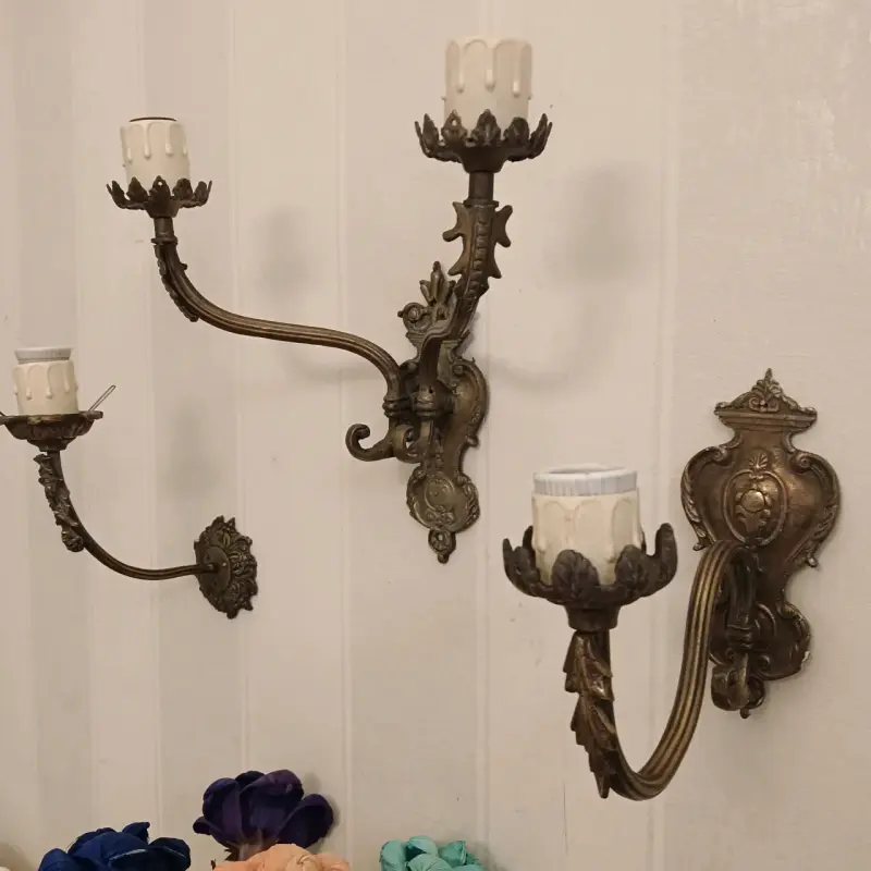Apliques de pared vintage de bronce - 4