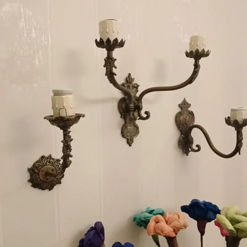 Apliques de pared vintage de bronce - 5