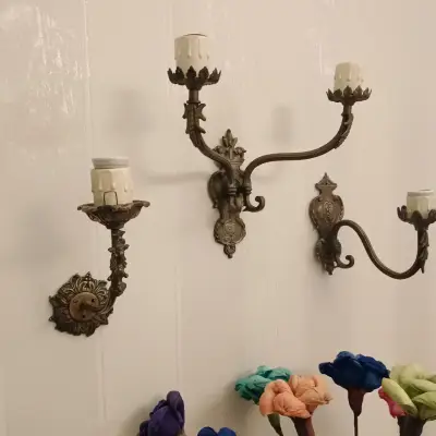 Apliques de pared vintage de bronce - miniatura 5