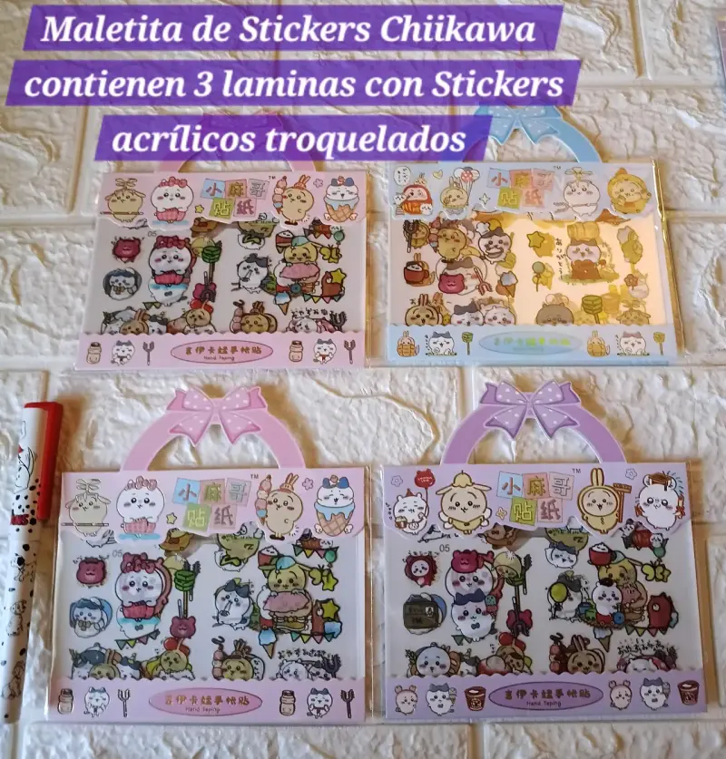 Maletita de Stickers Chiikawa con 3 láminas - 1