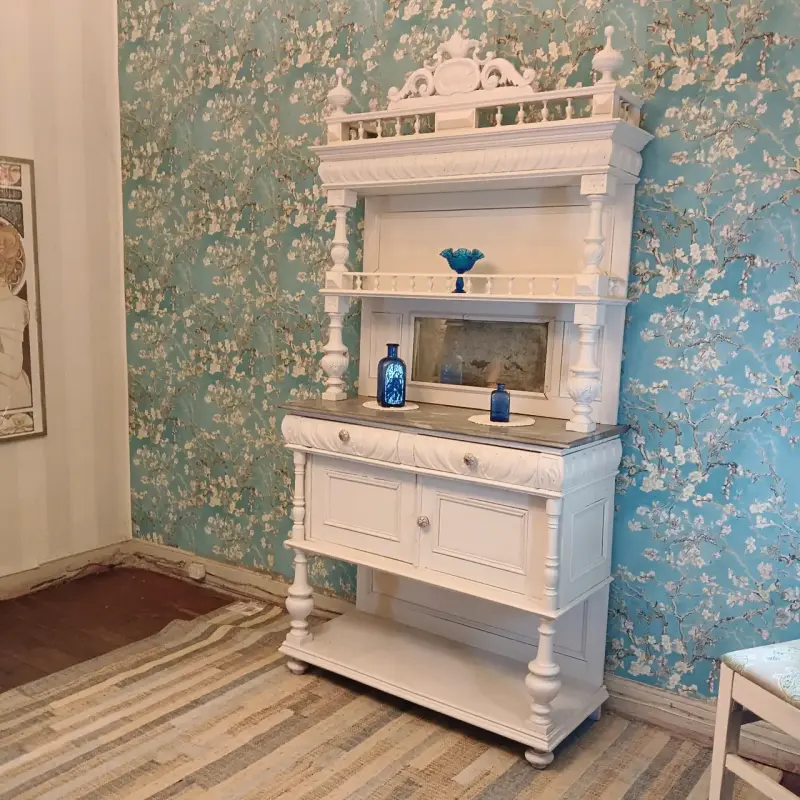 Mueble aparador vintage blanco con espejo - 5