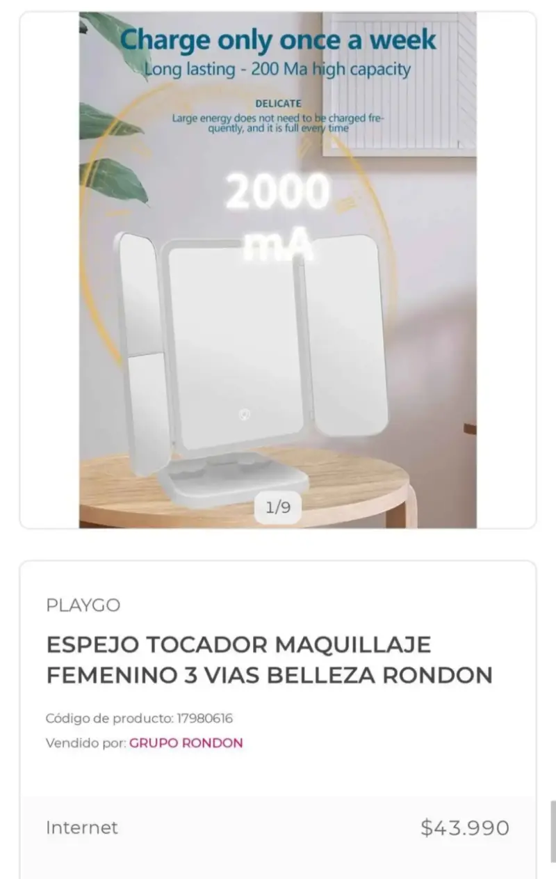 Espejo de tocador con luz triple - 1