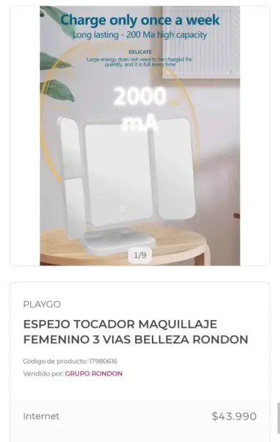 Espejo de tocador con luz triple - miniatura 1