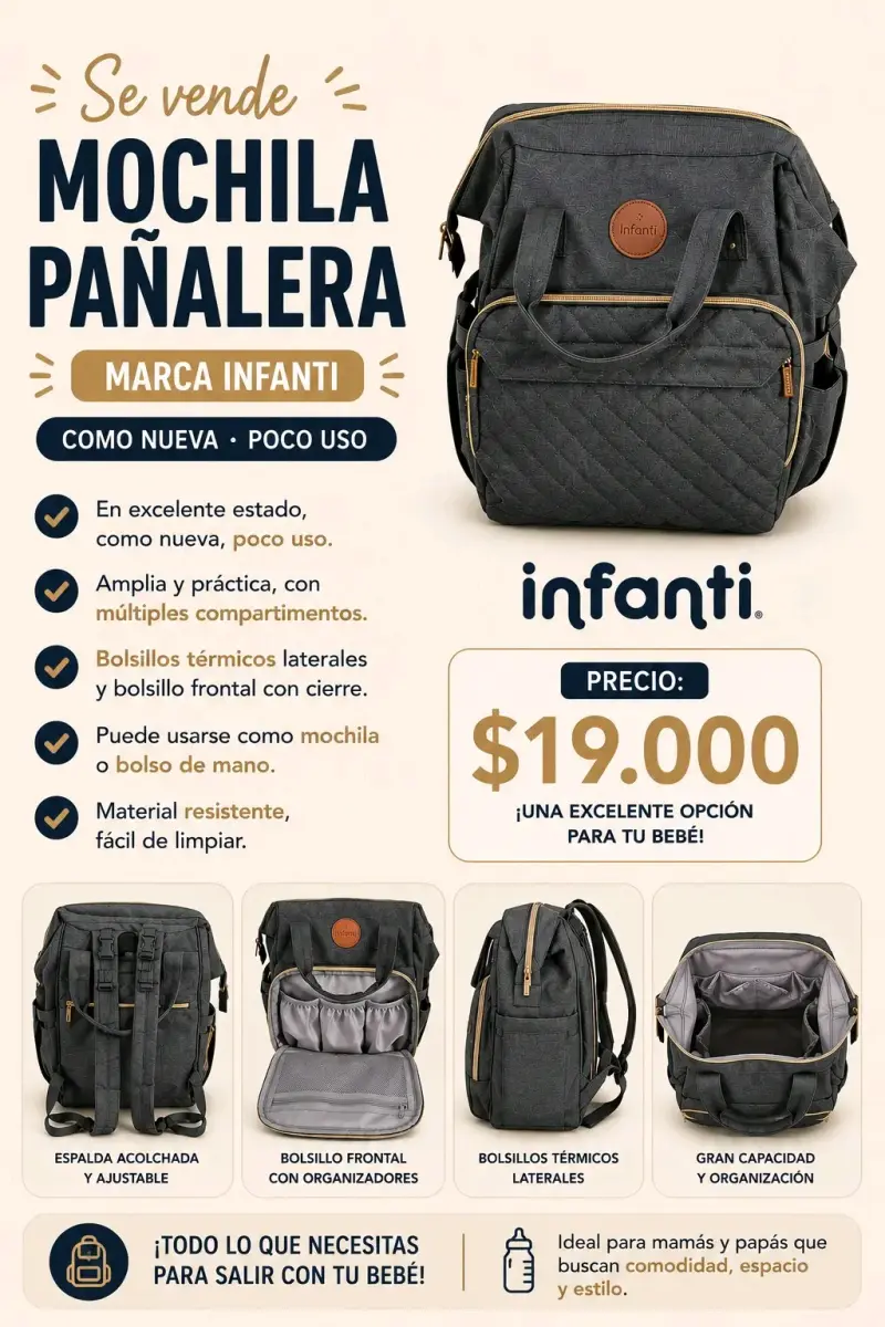 Mochila pañalera Infanti como nueva