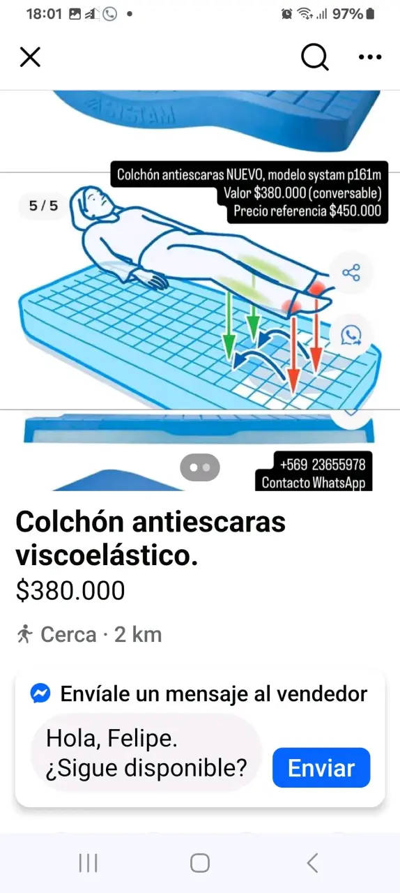 Colchón antiescaras viscoelástico nuevo Systam P161M - 1