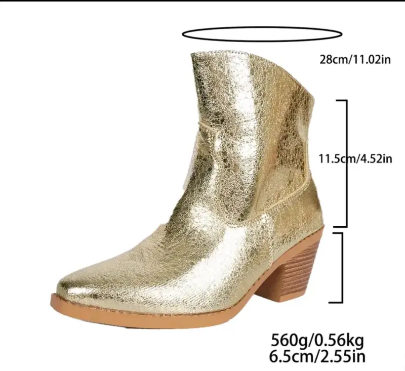 Botines dorados de cuero sintético con tacón - 1