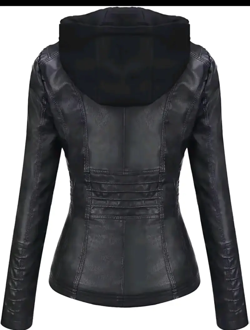 Chaqueta negra con capucha para mujer - 2