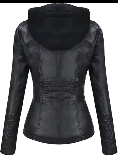 Chaqueta negra con capucha para mujer - miniatura 2