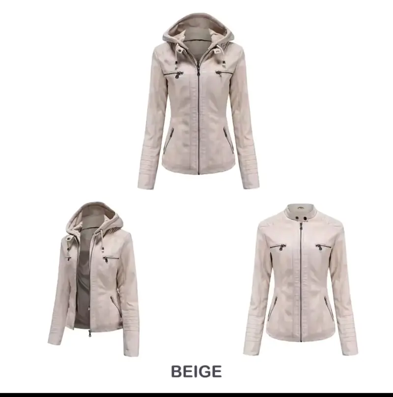 Chaqueta negra con capucha para mujer - 6