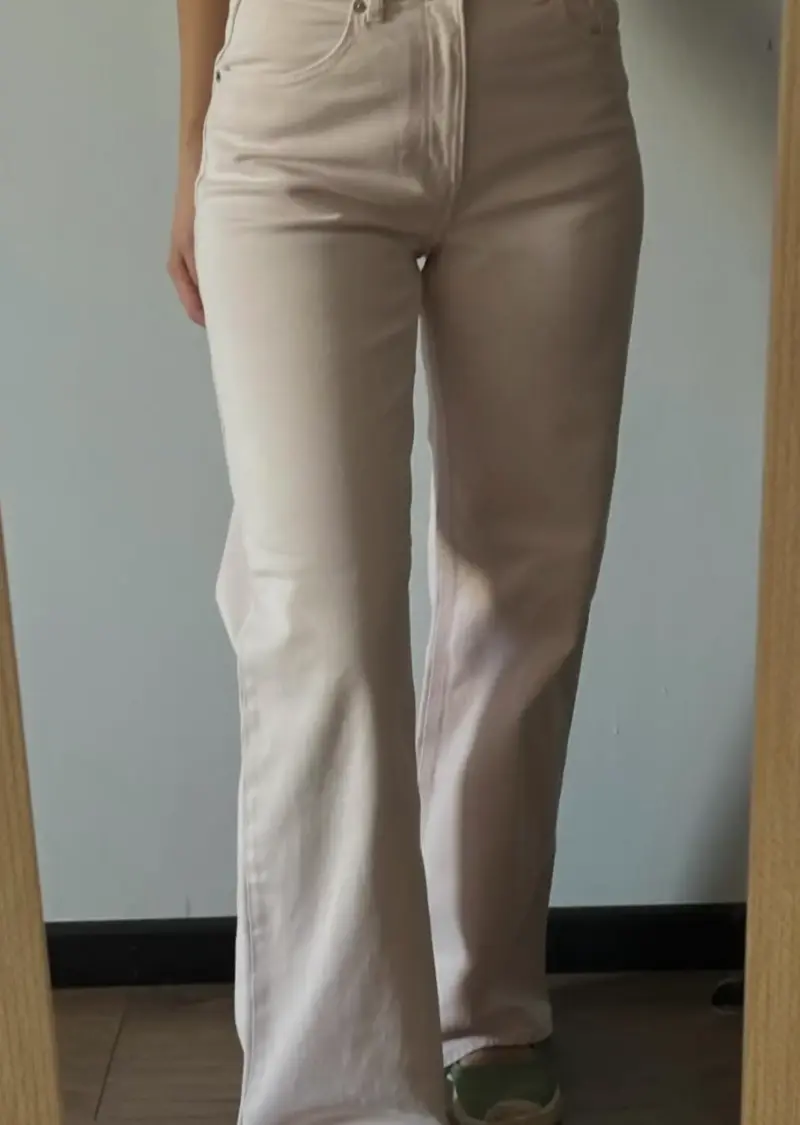 Pantalones rosa pálido de tiro alto para mujer - 3