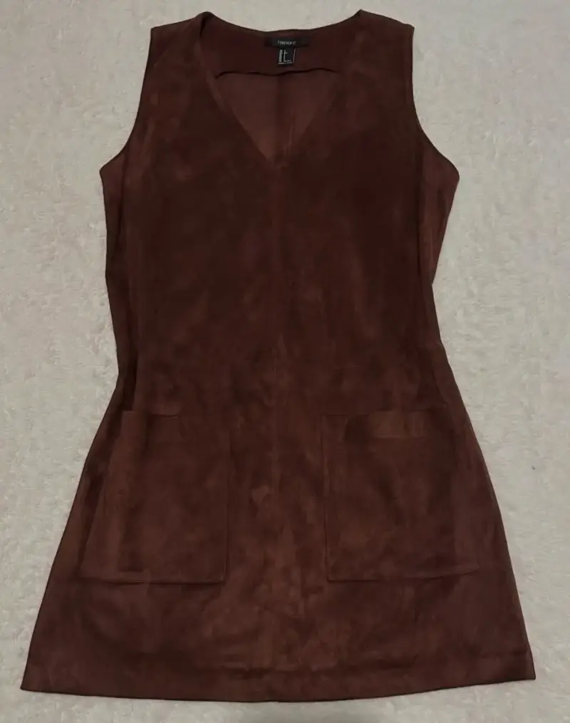 Vestido sin mangas marrón de gamuza - 1