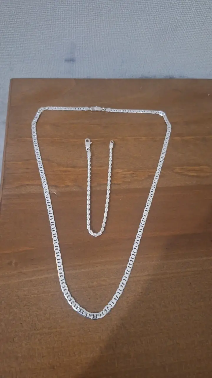 Conjunto de cadena y pulsera de plata 925 - 1