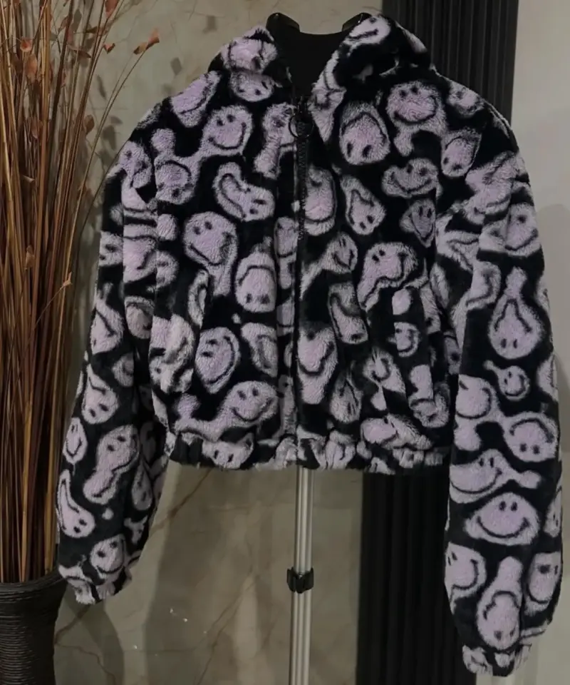 Chaqueta de felpa con diseño de caras sonrientes - 2