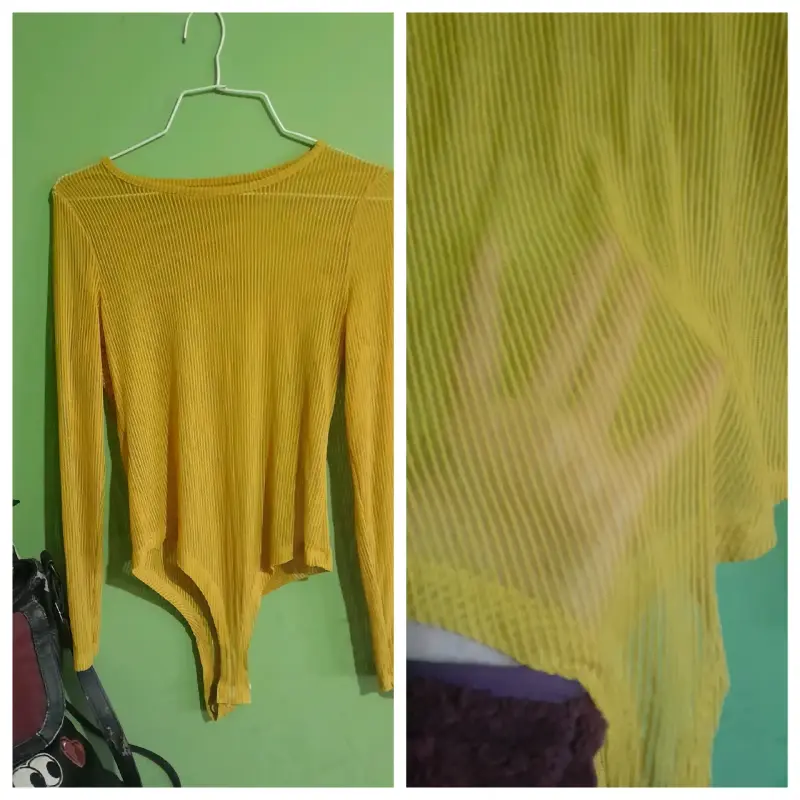 Body amarillo de manga larga transparente