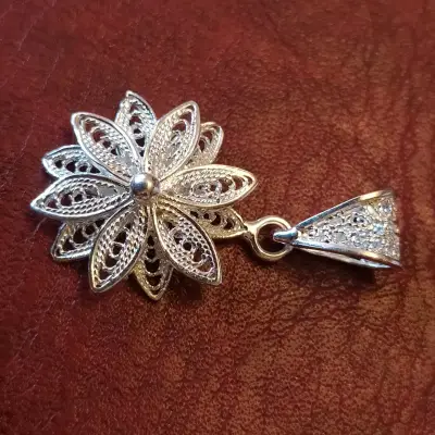 Set de joyería pulsera aros y colgante plata 950 - miniatura 3