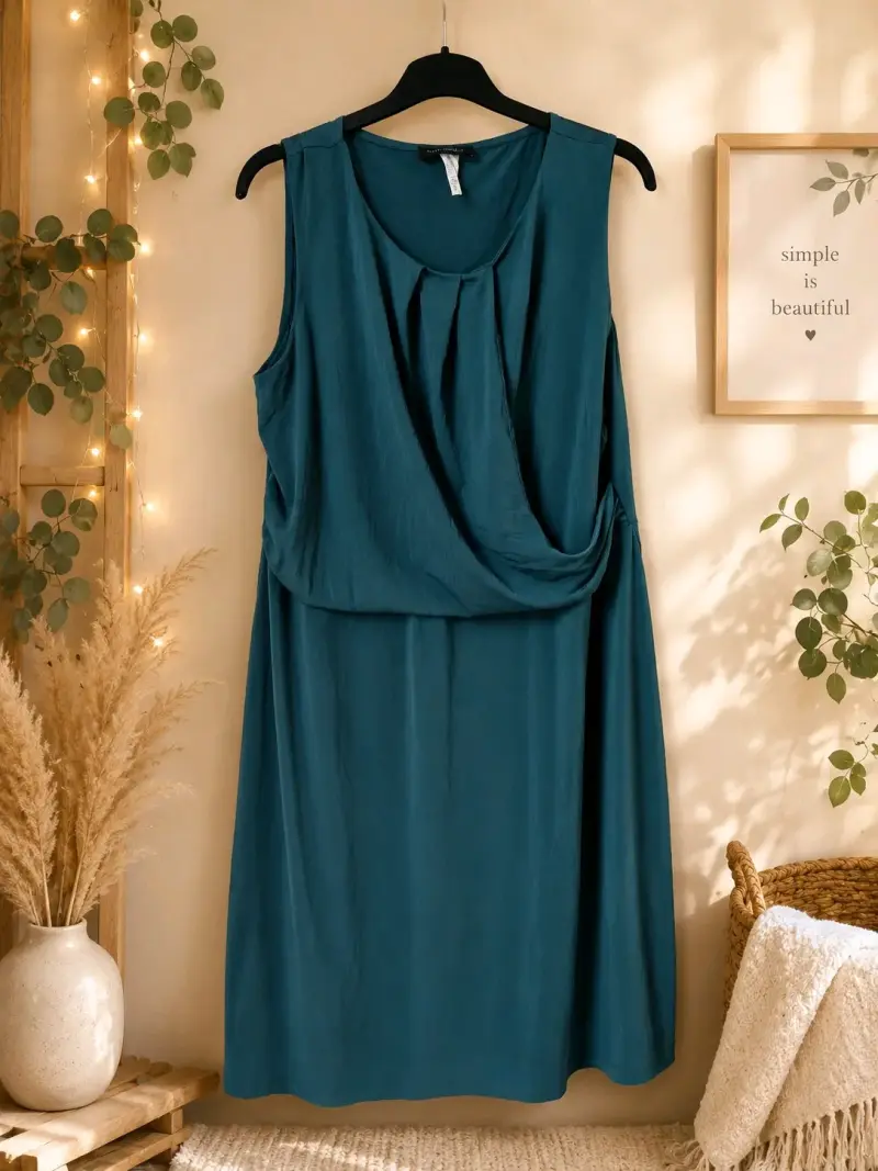 Vestido sin mangas verde elegante
