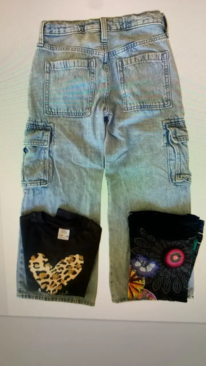 Ropa infantil 1 jeans Baggie 1polera desigual Zara - 4