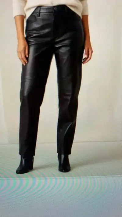 Pantalones de cuero negro dama talla 40 forrados - miniatura 5