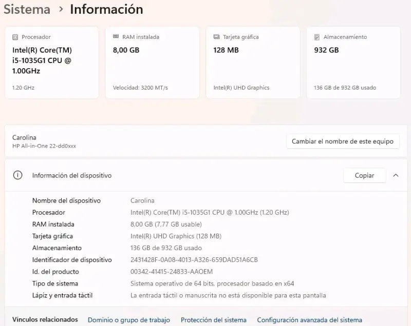 Computador de Escritorio HP con Monitor y Teclado - 2