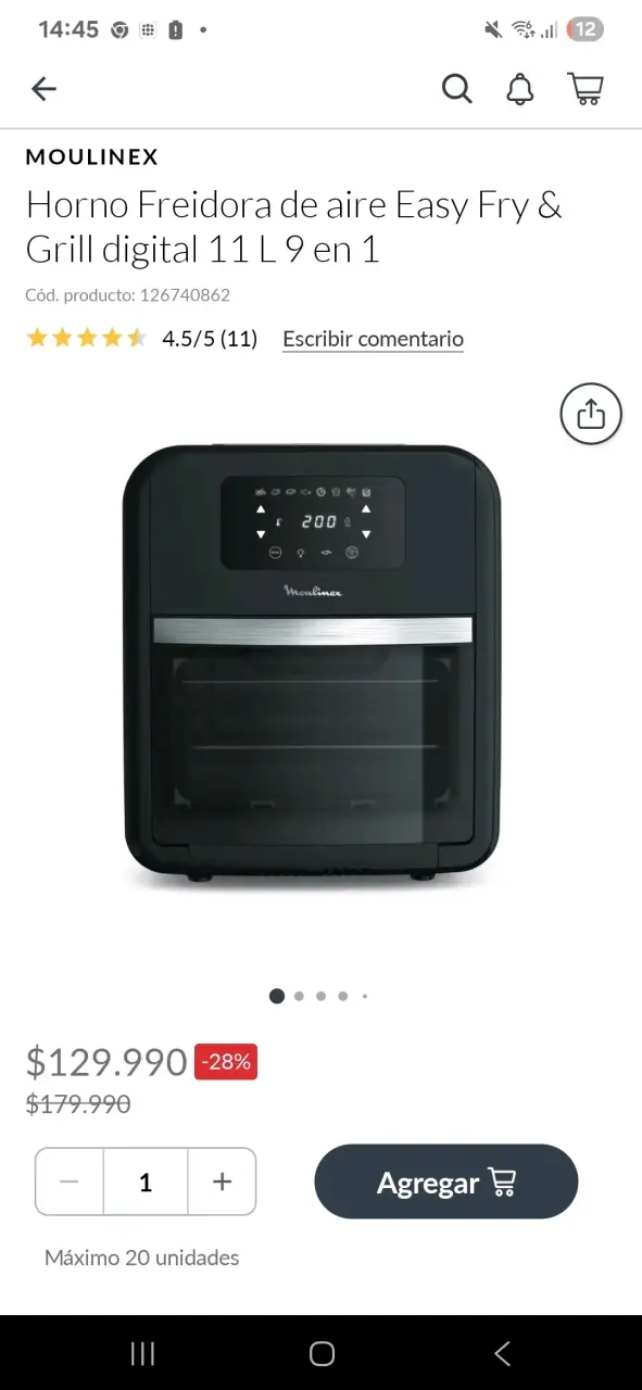 Horno Freidora de Aire Moulinex Easy Fry & Grill 11L - 1