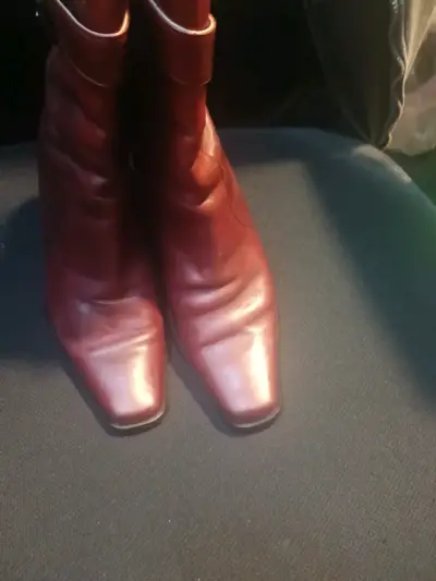 Botines de cuero Burdeo para mujer con cierre lat - miniatura 3