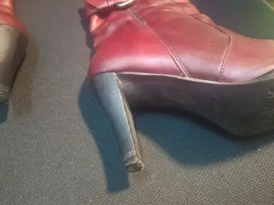 Botines de cuero Burdeo para mujer con cierre lat - miniatura 5