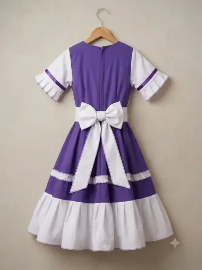 Vestido cueca morado y blanco con volantes - miniatura 2