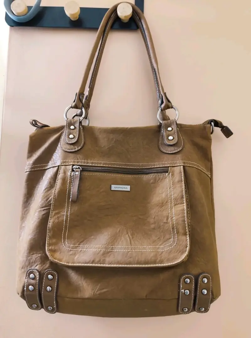 Bolso de cuero sintético Amphora beige, tipo Tote - 2