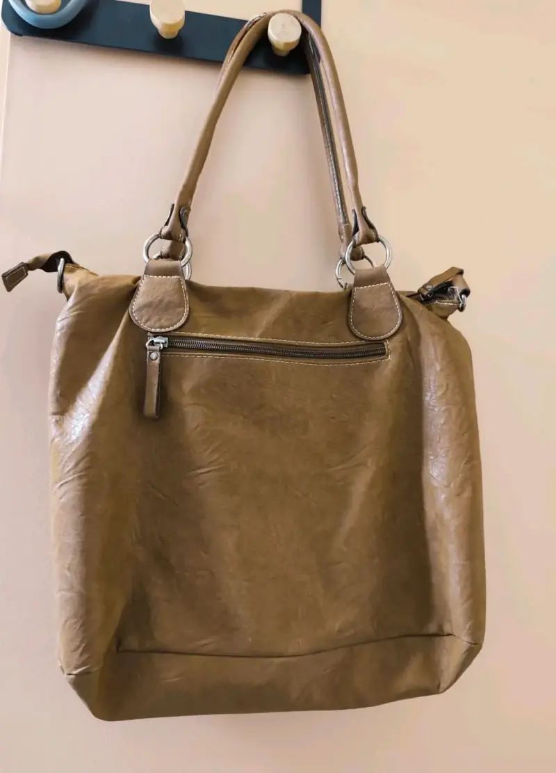 Bolso de cuero sintético Amphora beige, tipo Tote - 4