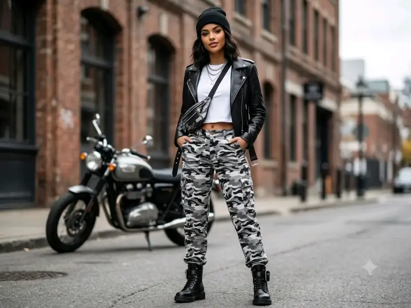Pantalones cargo camuflados para mujer - 6