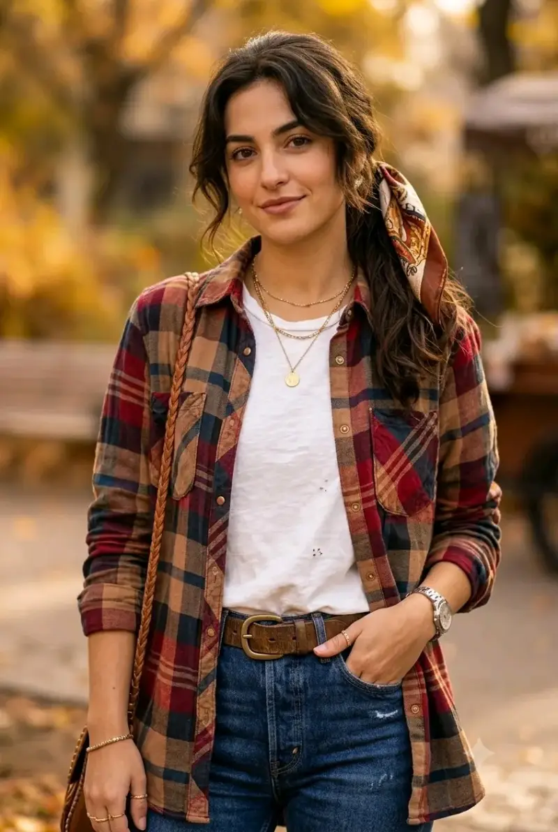 Camisa de franela a cuadros para mujer - 6