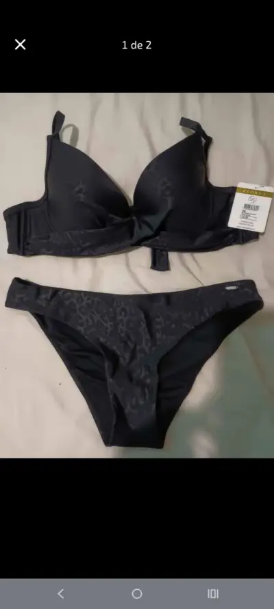Bikini negro marca flores talla 2XL NUEVO - miniatura 1