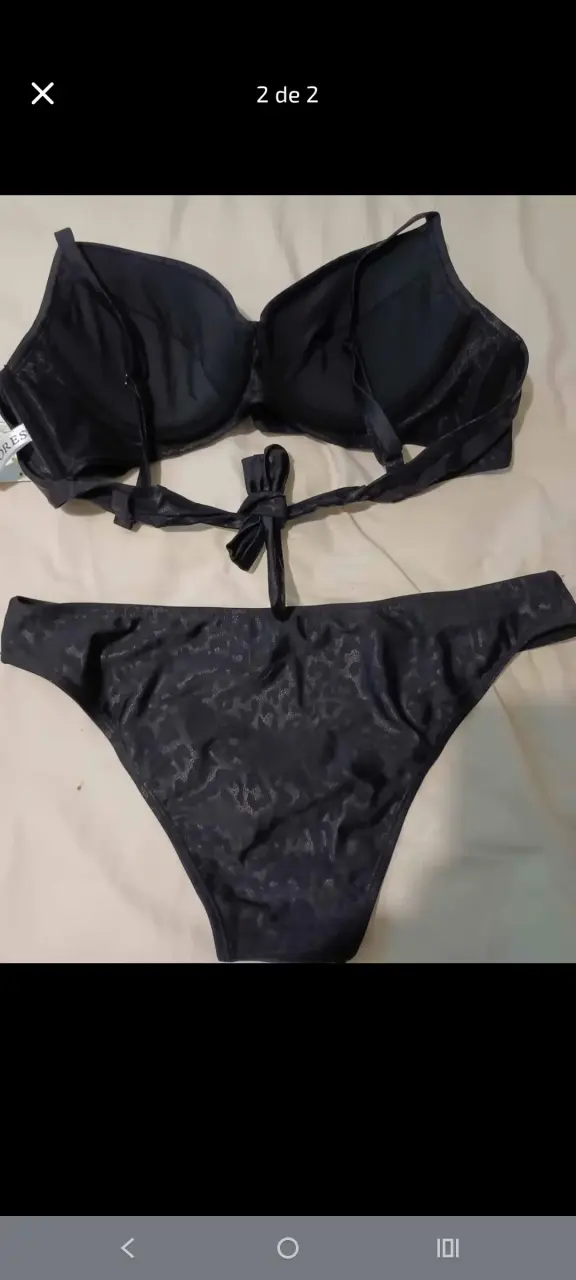Bikini negro marca flores talla 2XL NUEVO - 2
