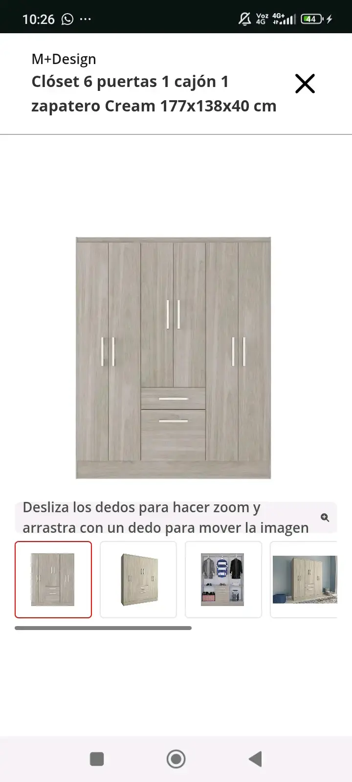 Clóset M+Design 6 puertas 1 cajón color crema