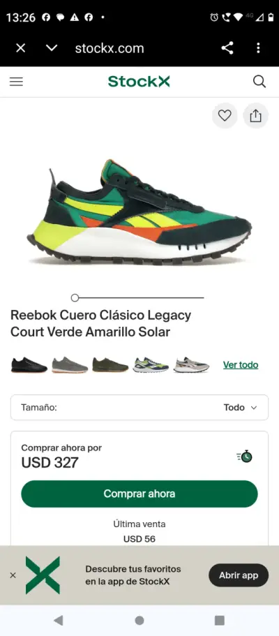 Zapatillas deportivas Reebok verde y amarillo - miniatura 6