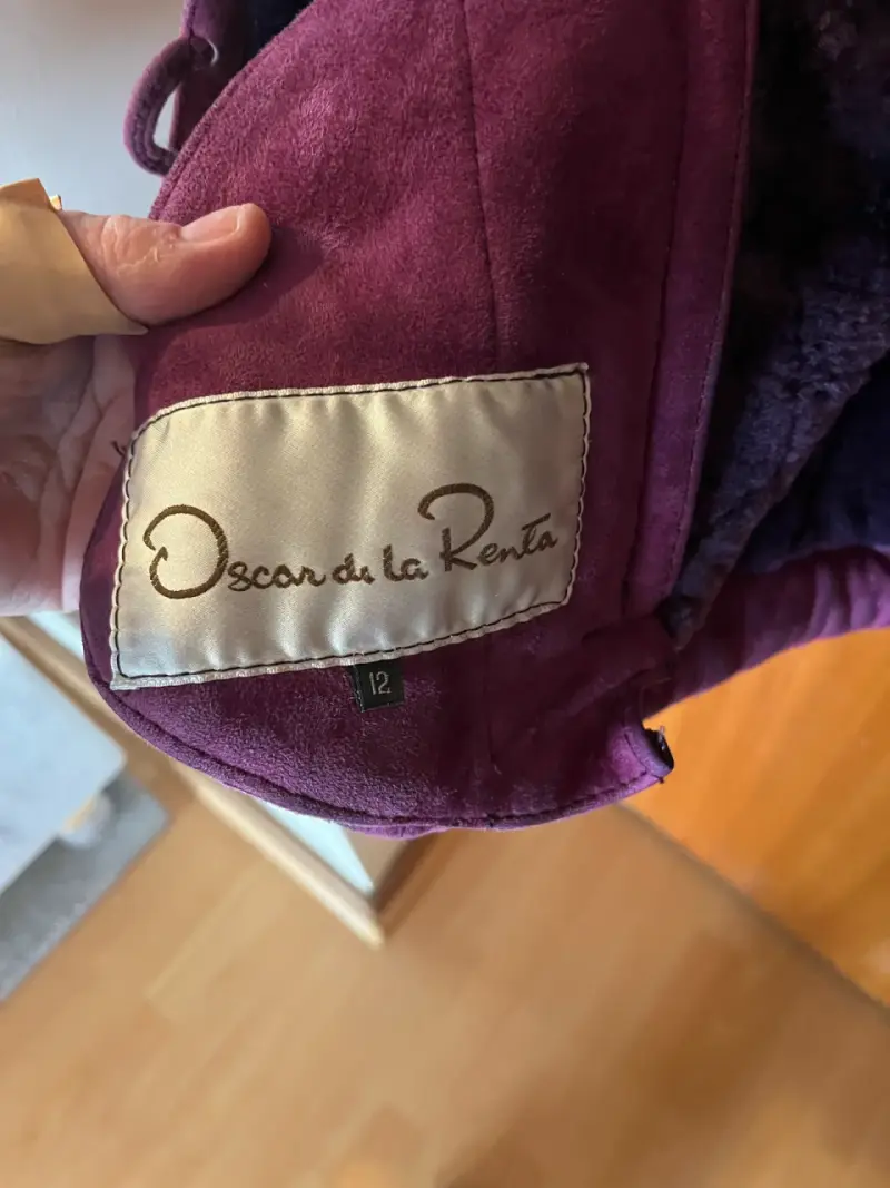 Abrigo de gamuza morado con forro de lana - 4