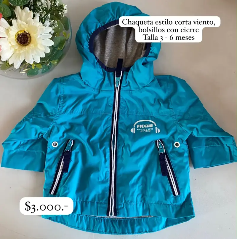 Chaqueta corta viento para bebé Ficcus azul