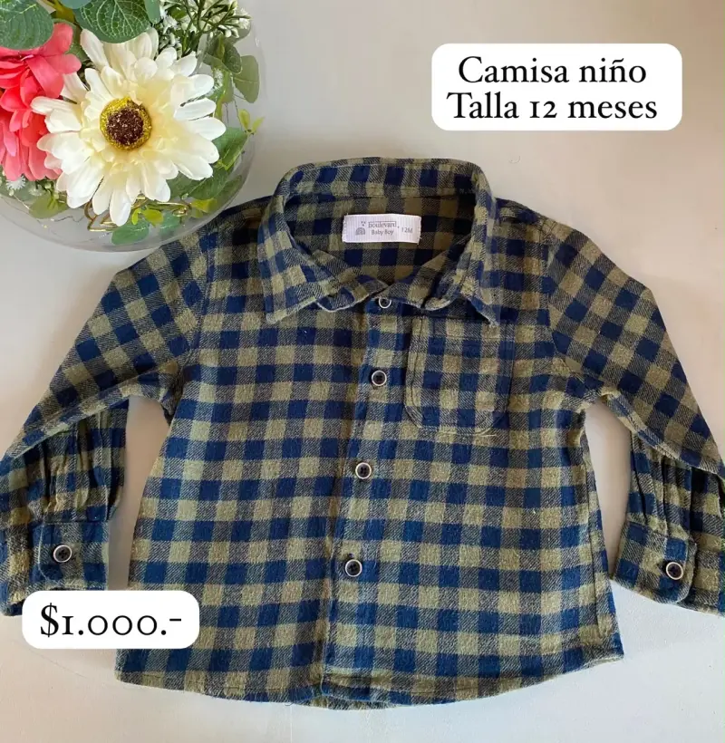 Camisa de niño a cuadros talla 12 meses