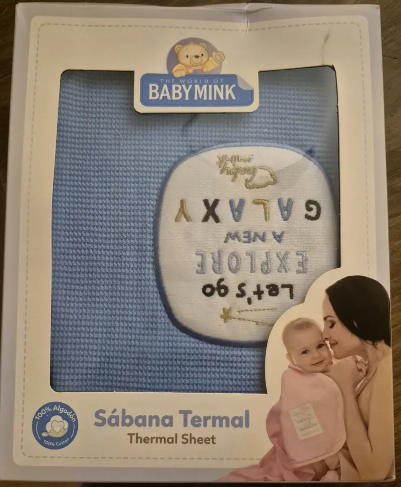 Sábana Termal Baby Mink 100% Algodón Azul