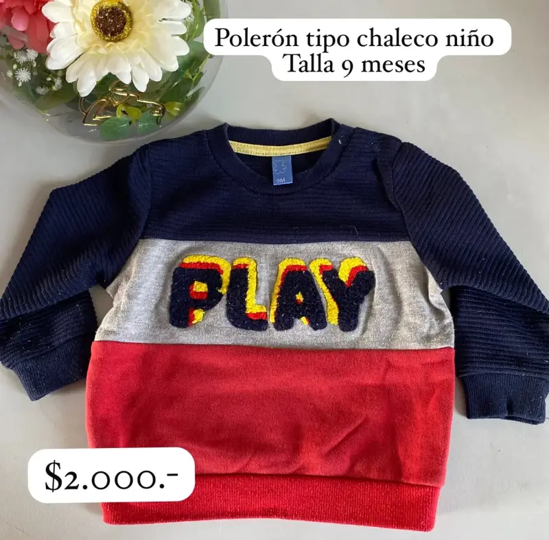 Polerón tipo chaleco para niño talla 9 meses