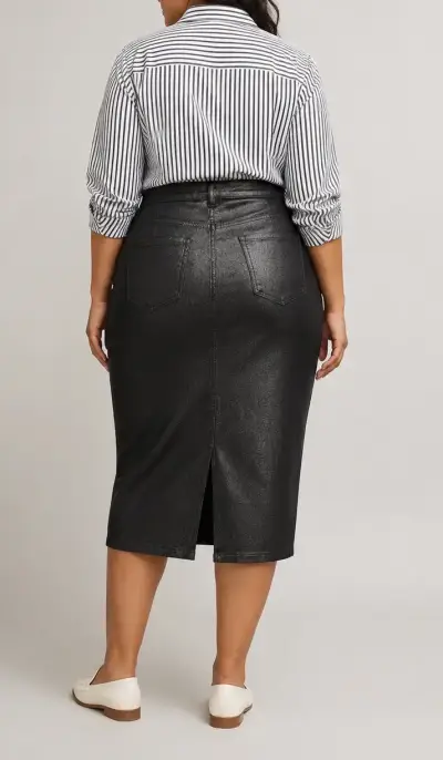Falda midi azul oscuro metalizada – Talla XL / 46 - miniatura 3