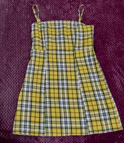 Vestido de tirantes a cuadros amarillo - miniatura 1