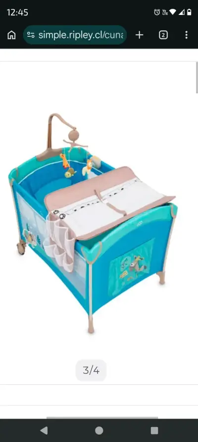 Cuna corral para bebé con móvil y cambiador - miniatura 1