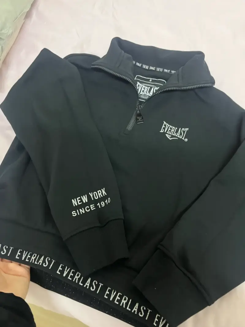 Polerón negro Everlast con cierre medio - 1