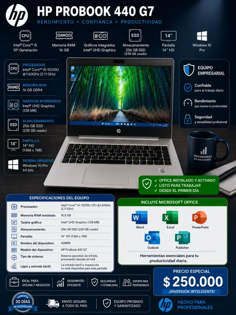 Laptop HP ProBook 440 G7 Intel Core i5 16GB RAM 256GB SSD - 1
