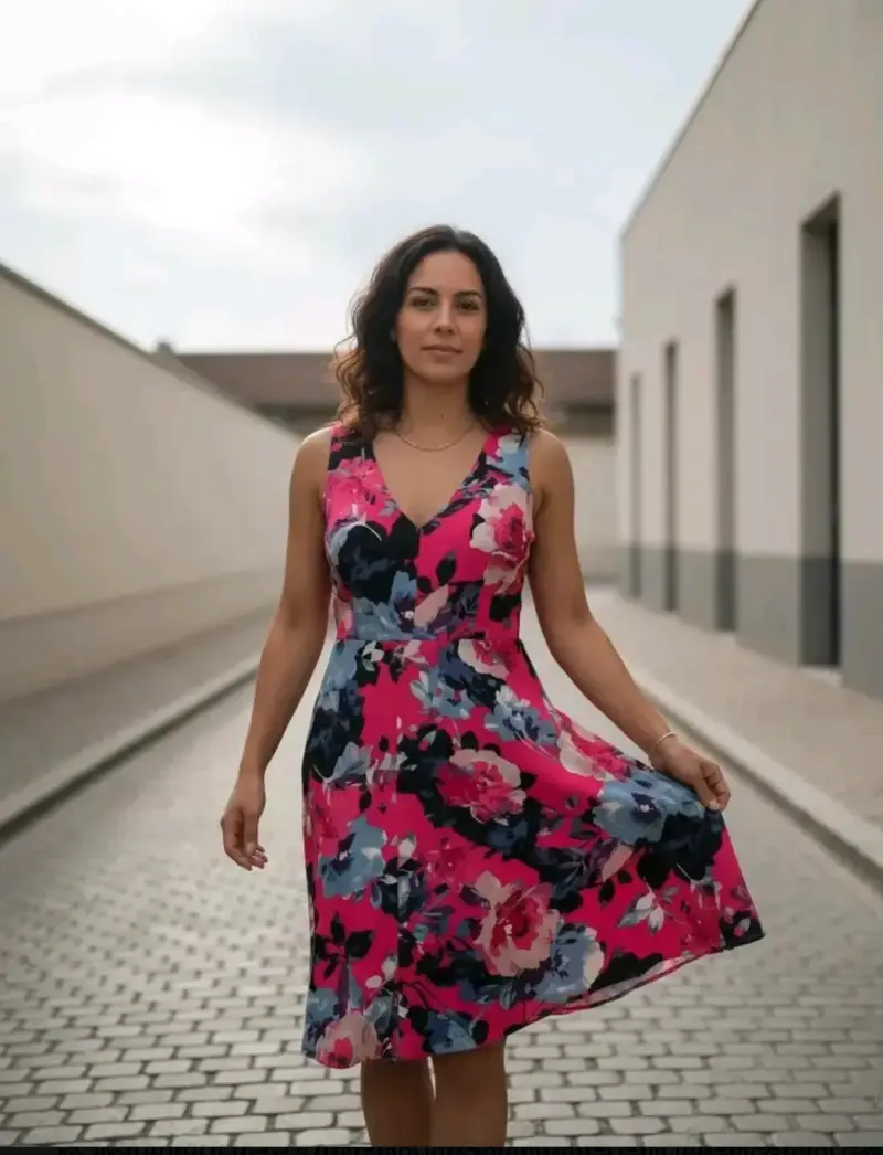 Vestido floral sin mangas para mujer - 1